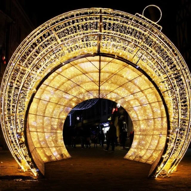 Outdoor Christmas Ornament Light 3D Giant Walk Through Ball Motif Light for Shopping Mall Decoration
